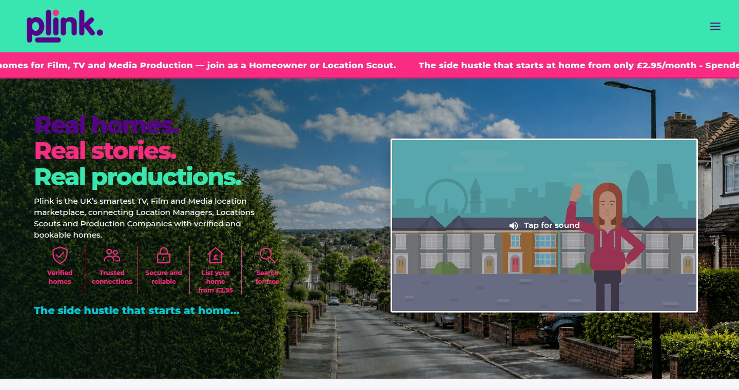 Plink location marketplace homepage